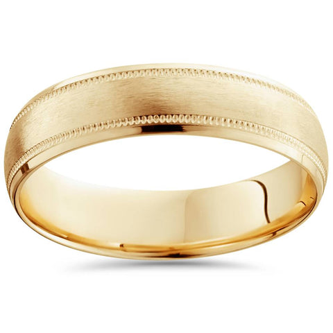 Solid 18K Yellow Gold Brushed Polished 6mm High Quality Wedding Ring Band 7-12