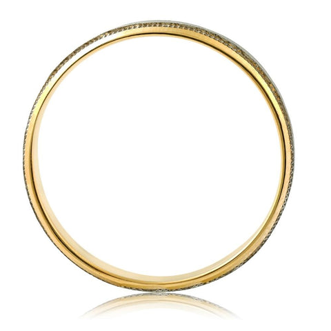 Men's Hammered Platinum & 18K Yellow Gold Two Tone Comfort Fit Wedding Band