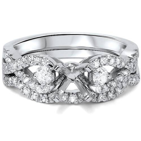 1/2ct Engagement Setting Set Diamond Infinity Style 14K White Gold