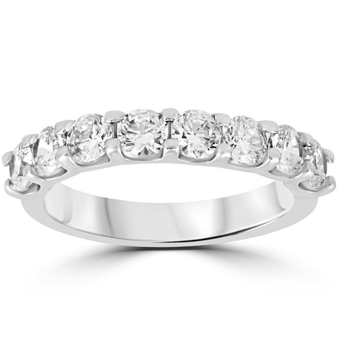 U Prong Diamond 1 1/2 Carat Wedding Ring 14K White Gold Womens Stackable Band
