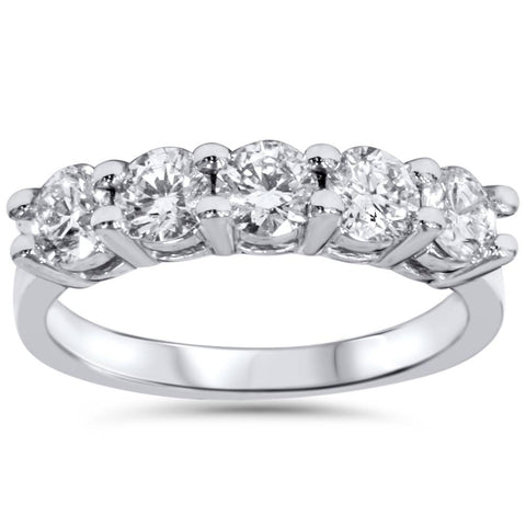 3/4ct Diamond 5-Stone Wedding Anniversary 14K White