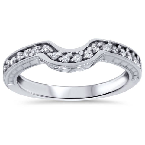 1/4ct Notched Wedding Ring Curved Antique Like Enhancer