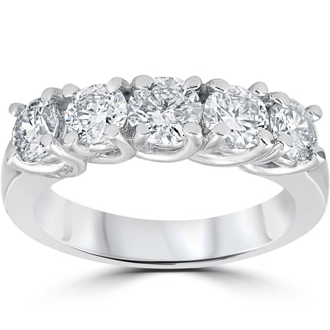 1 1/2 ct Diamond Wedding Anniversary Band Women's 14k White Gold Ring