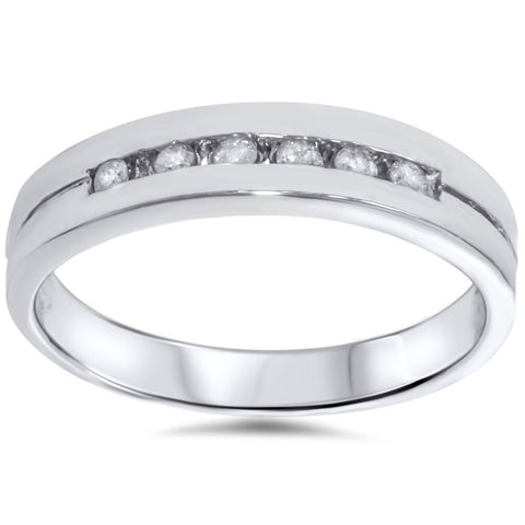 1/4ct TW Natural Diamond Wedding Solid 14k White Gold Stackable Guard Ring