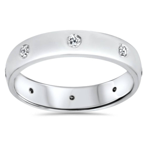 14K White Gold 3mm 1/4ct Diamond Bezel Eternity Wedding Ring
