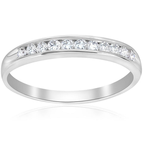 1/4 Ct Diamond Wedding Ring Channel Set 10k White Gold