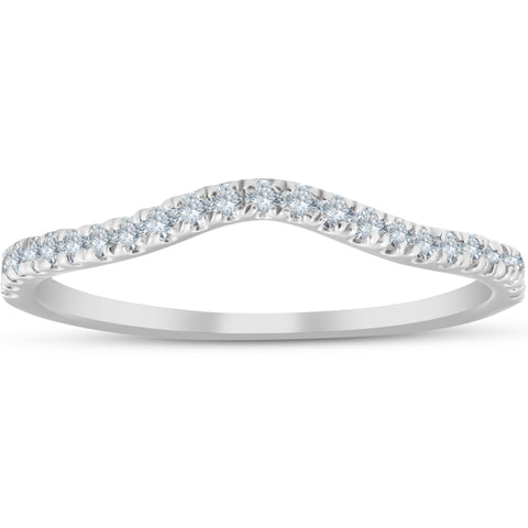 1/4 Ct Curved Diamond Guard Enhancer Wedding Ring 10k White Gold