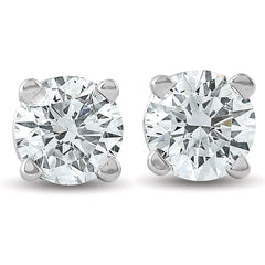 G/VS .33 Ct Screw Back Round Diamond Studs 14k White Gold Earrings Lab Grown