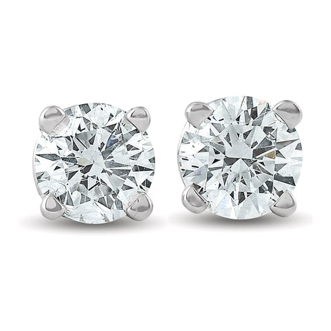 1.25CT TW Round Cut Lab Grown Diamond Studs Screw Back 14K White Gold