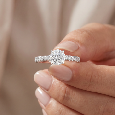 VS 1 1/2 Ct Lab Grown Diamond Ring With Accents 14k White Gold