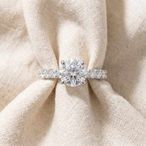 Certified 3 1/4Ct TW Round Diamond Engagement Ring 14k White Gold Lab Grown