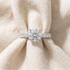 Certified 3 1/4Ct TW Round Diamond Engagement Ring 14k White Gold Lab Grown