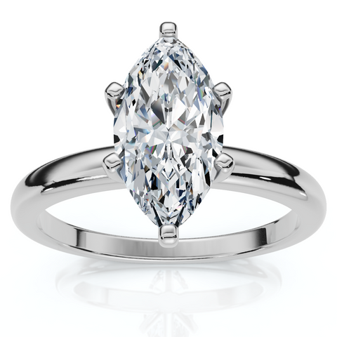 Certified 1Ct Marquise Diamond Engagement Ring 14k White Gold Lab Grown