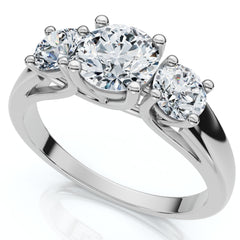 1ct Three Stone Diamond Ring 14K White Gold