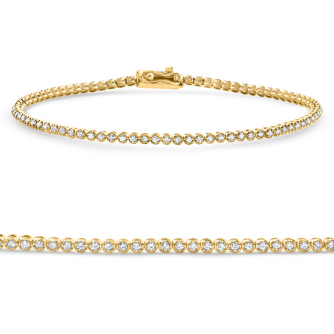 14k Yellow Gold 1Ct TW Natural Diamond Tennis Line Bracelet 7"