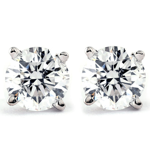 1/4Ct Round Diamond Stud Earrings in 14K White or Yellow Gold Classic Setting