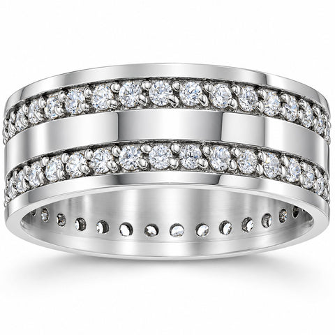 10K White Gold 1 1/2 ct Diamond Eternity Ring Band New