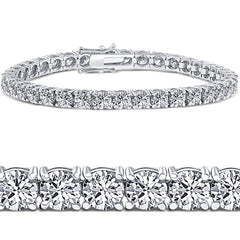 10 Ct Lab Grown Round Cut Diamond Tennis Bracelet 14K White Gold 7"