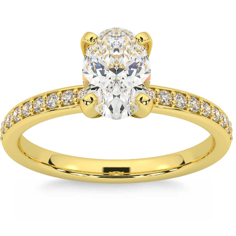 2 1/4CT Oval Moissanite & Lab Grown Diamond Engagement Ring White or Yellow Gold