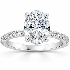 Certified 3 3/8Ct Oval Diamond Engagement Ring Hidden Halo Lab Grown 14k Gold