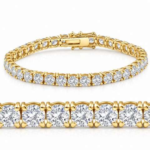 13Ct Round-Cut Diamond Tennis Bracelet 14k Yellow Gold 7" Lab Grown (F/VS)