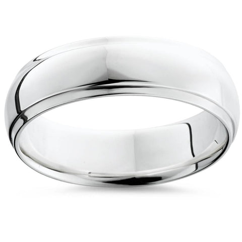 Men's 6MM Flat Step Cut Band Polished Wedding Ring 950 Platinum Band