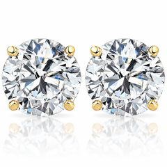 1 1/2ct TW Round Excellent Cut Diamond Studs 14k Yellow Gold Lab Grown Earrings