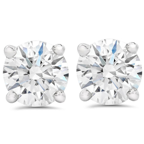 1 1/2 ct Round Round Diamond Studs with Screw Backs 14k White Gold