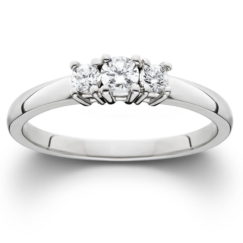 1/4 ct Three Stone Diamond Engagement Womens Anniversary Ring 14k White Gold