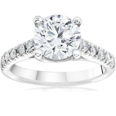 1 3/4Ct Diamond (1 1/2ct center) Engagement Ring 14k White Gold Lab Grown