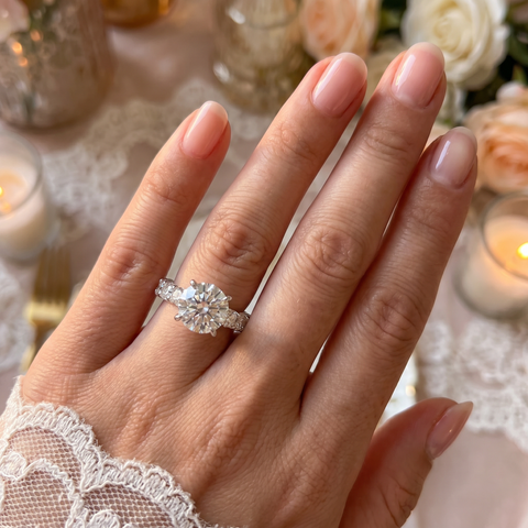 5 1/2Ct Diamond Eternity Prong Set Big Engagement Ring 14k White Gold Lab Grown