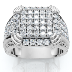 F/VS 2Ct Men's Diamond Ring in 14k Gold Lab Grown