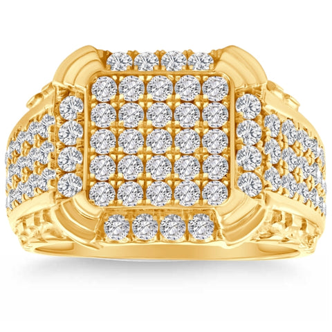 F/VS 2Ct Men's Diamond Ring in 14k Gold Lab Grown