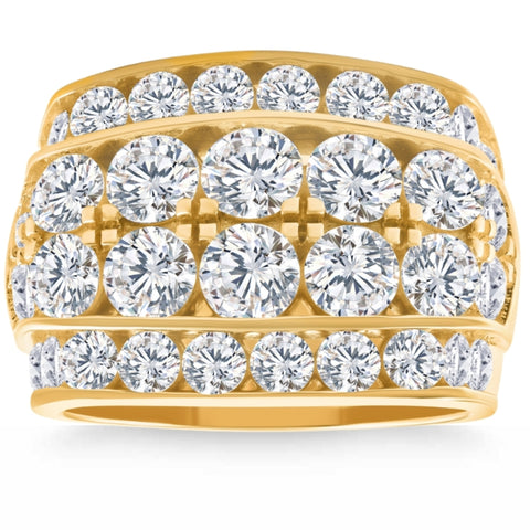 7Ct Diamond Men's Four Row Anniversary Ring in 10k Yellow Gold