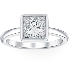 H/VS 2Ct Princess Cut Diamond Solitaire Engagement Ring Lab Grown 14k White Gold