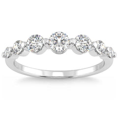 F/VS .80Ct Graduated Diamond Anniversary Wedding Ring 14k Gold Lab Grown