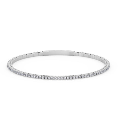 1Ct F/VS Diamond Flexible Oval Bangle Women's Bracelet 14k White Gold Lab Grown