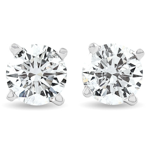 Certified 1 Ct TW Diamond Studs 14K White Gold Screw Back Earrings (FG, SI2-I1)