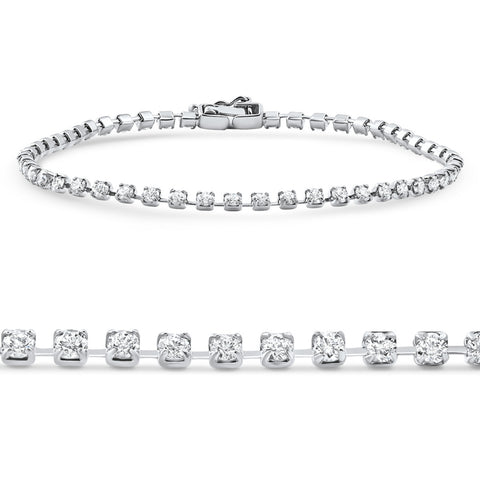 Platinum 2Ct Diamond Tennis Bracelet 7" Lab Grown