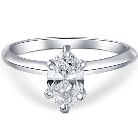 Certified Platinum 1 Ct G/SI1 Oval Cut Natural Diamond Solitaire Engagement Ring