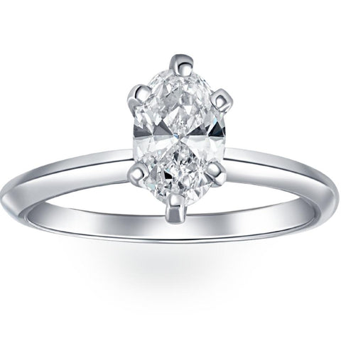 Certified Platinum 1 Ct G/SI1 Oval Cut Natural Diamond Solitaire Engagement Ring