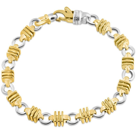 Men's Solid 14k Gold (57grams) or Platinum (91gram) Two Tone 8mm Bracelet 8.75"