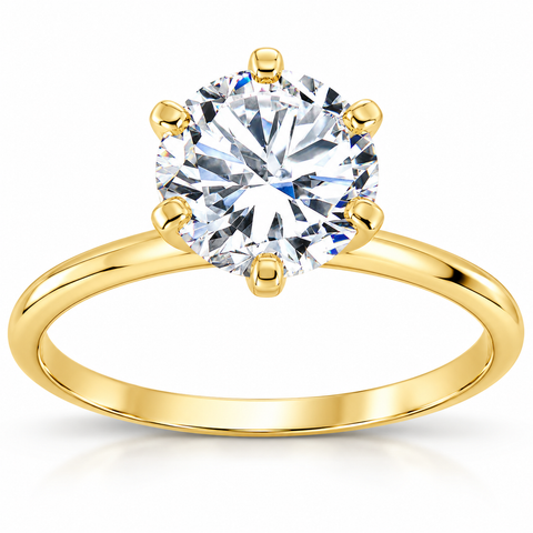 2 Ct Round Solitaire Diamond Engagement Ring 14k Yellow Gold Enhanced 6 Prong
