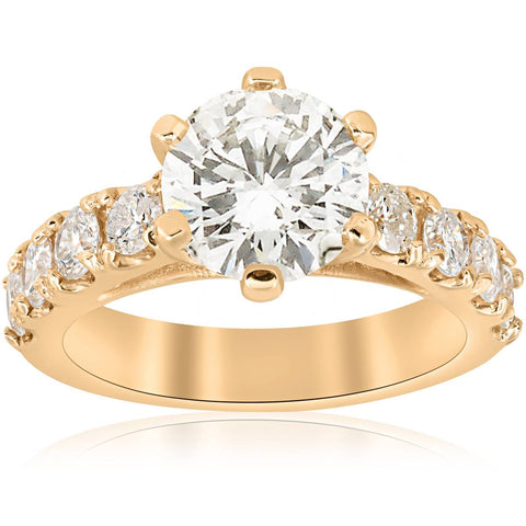 Certified 4 1/2Ct TW Diamond Engagement Ring Yellow Gold Lab Grown (GH,VS2-SI1)