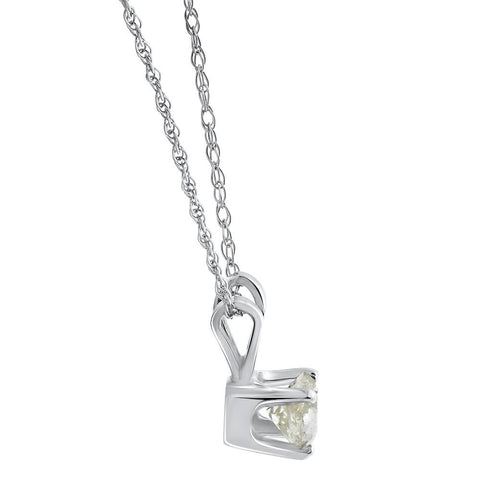 1/2Ct TW Diamond Solitaire Necklace Studs Set 14K White Gold Lab Grown