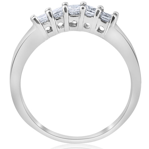 1 2ct Princess Cut Diamond Curved Wedding Ring Enhancer 14K White Gold