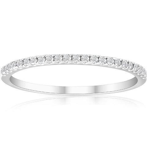 Stackable Band 1/5 Ct Diamond Wedding Band 10K White Gold Womes Anniversary Pave