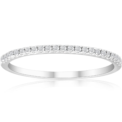 Stackable Band 1/5 Ct Diamond Wedding Band 10K White Gold Womes Anniversary Pave