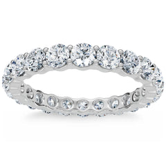 G/VS 2Ct Lab Grown Diamond Eternity Ring Women's Wedding Band 14k White Gold