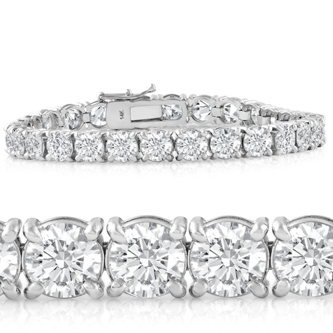 20 Ct Lab Grown Diamond Tennis Bracelet 14k White Gold 7"